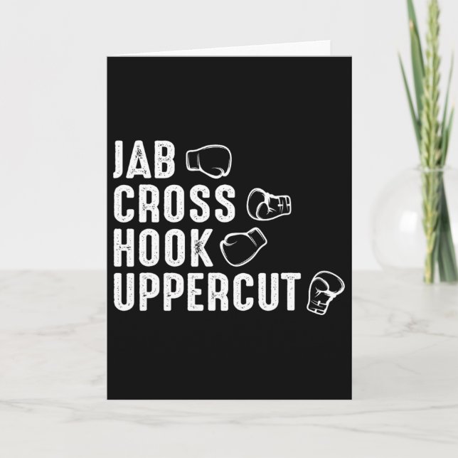Jab Cross Hook Uppercut Boxhandschuhe Boxer  Karte (Vorderseite)