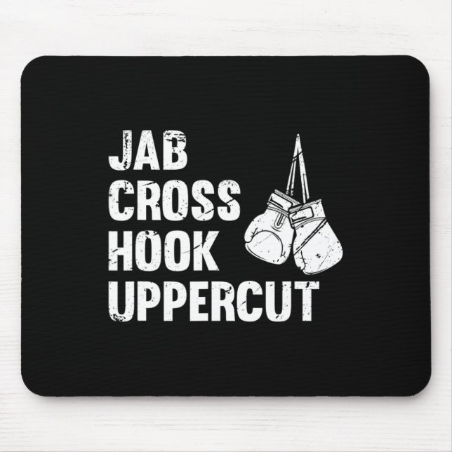 Jab Cross Hook Uppercut Boxing Fighting Technology Mousepad (Vorne)