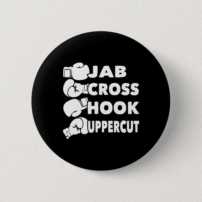 Jab Cross Hook Uppercut - Boxing Lover Gym Boxer K Button (Vorderseite)