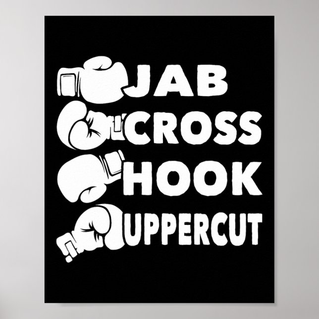 Jab Cross Hook Uppercut - Boxing Lover Gym Boxer K Poster (Vorne)
