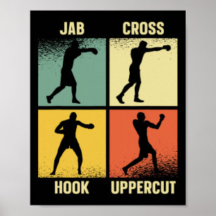 Jab Cross Hook Uppercut - Boxing Moves Graphic Gri Poster
