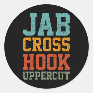 Jab Cross Hook Uppercut Funny Boxing Trainer Runder Aufkleber