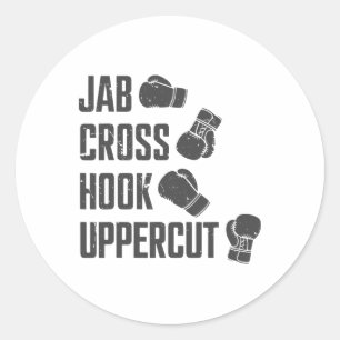 Jab Cross Hook Uppercut Lustiger Boxcoach Training Runder Aufkleber