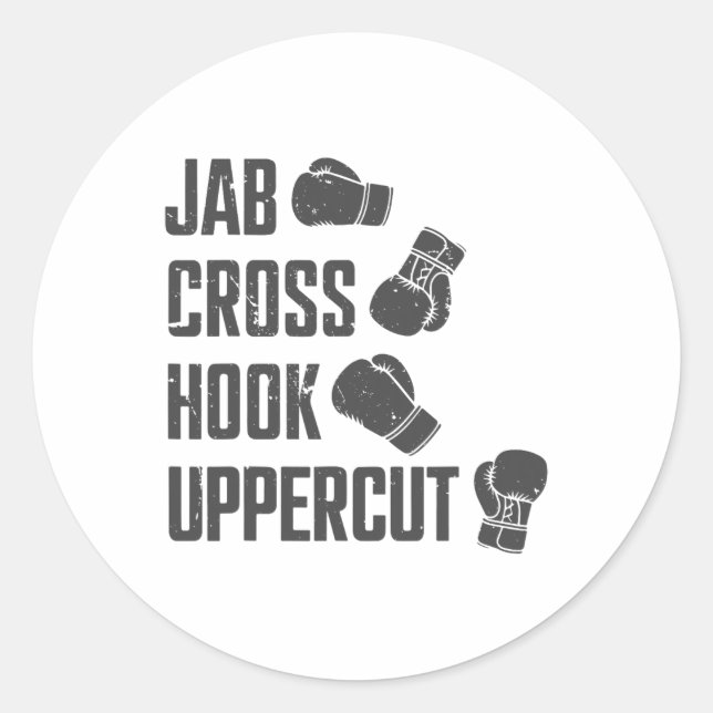 Jab Cross Hook Uppercut Lustiger Boxcoach Training Runder Aufkleber (Vorderseite)