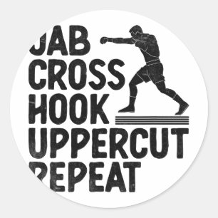 Jab Cross Hook Uppercut Wiederholung Boxer Sport A Runder Aufkleber