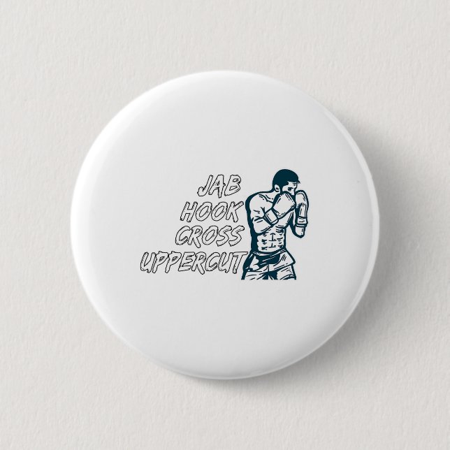 Jab Hook Cross Uppercut Boxing für Boxer Men Boys Button (Vorderseite)