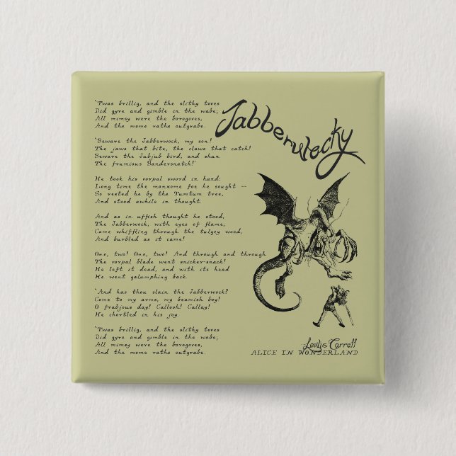 Jabberwocky Gedicht Button (Vorderseite)