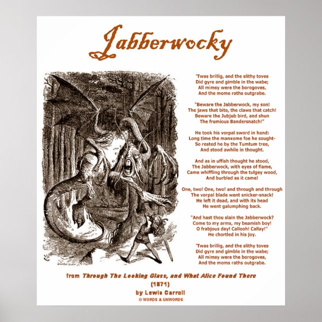 Jabberwocky (Lewis Carroll Through Looking Glass) Poster (Vorne)
