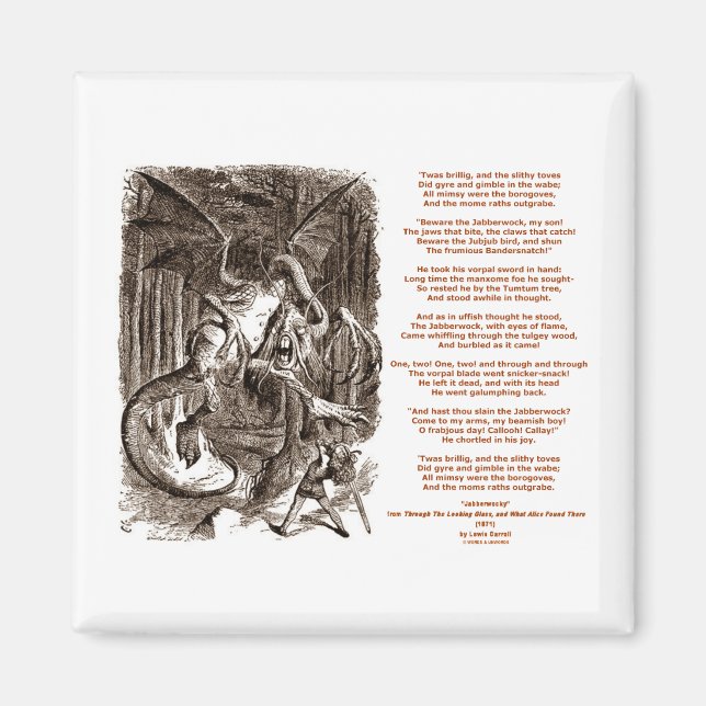 Jabberwocky Poem von Lewis Carroll Magnet (Vorne)