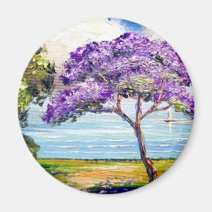 Jacaranda-Baum-tropische Kunst Magnet