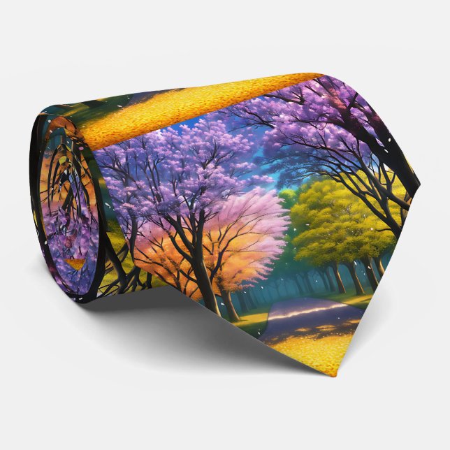 Jacaranda Bäume im Wald, Neck Tie Krawatte (Gerollt)