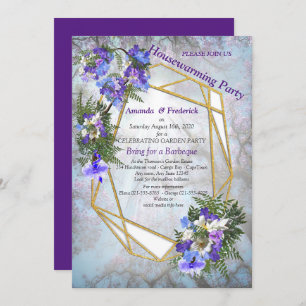 Jacaranda Blooms & Lily Bouquet Party Einladung