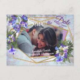 Jacaranda Blooms & Lily Bouquet rette die Daten Ankündigungspostkarte