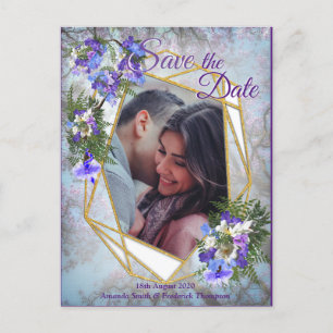 Jacaranda Blooms & Lily Bouquet Save the Date Ankündigungspostkarte