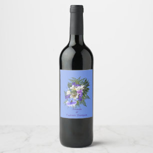 Jacaranda Blooms & Lily Bouquet Weinetikett