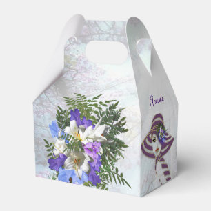 Jacaranda-Blüten & Lilien-Sträußchen-Geschenkbox Geschenkschachtel