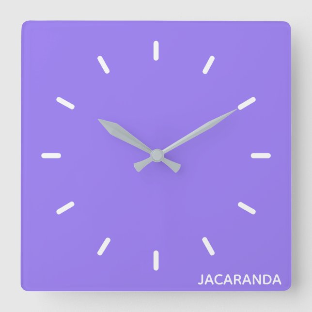 Jacaranda lila Farbname Quadratische Wanduhr (Vorderseite)