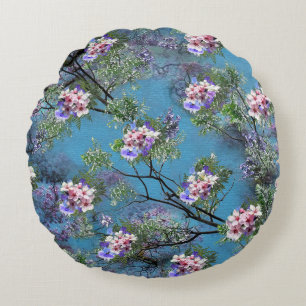 Jacaranda Spring Blooms wiederholen Muster Rundes Kissen