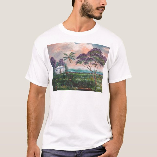 Jacaranda-Strand-Haus T-Shirt (Vorderseite)