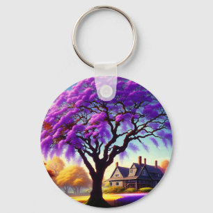 Jacaranda Tree Farm House, Keyring Schlüsselanhänger