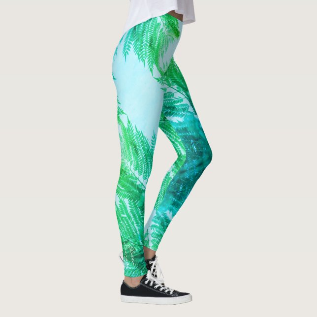 Jacaranda Tree Verlasse grüne Farben Leggings (Rechts)