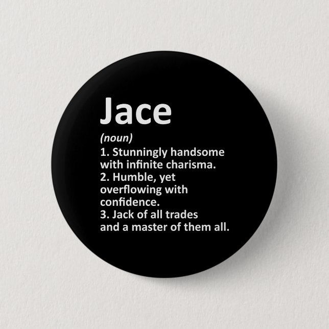 Jace Definition Personalisierter Name Lustiger Geb Button (Vorderseite)