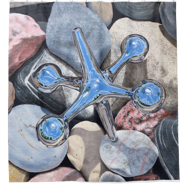 Jack auf den Felsen - feine Kunst-Duschvorhang Duschvorhang (Vorderseite)