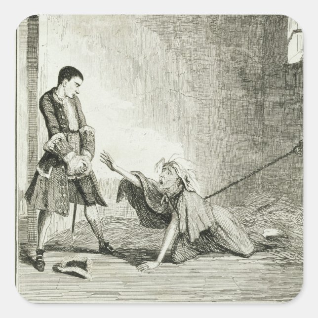 Jack besucht seine Mutter im Bethlehem Hospital, L Quadratischer Aufkleber (Vorderseite)