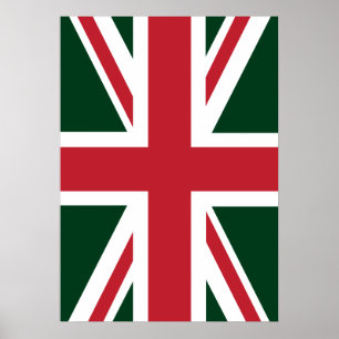 Jack British (UK) Flag cool Dark Green Union Poster