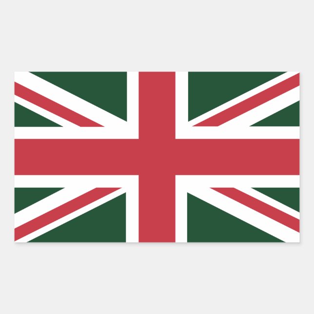 Jack British (UK) Flag cool Dark Green Union Rechteckiger Aufkleber (Vorderseite)