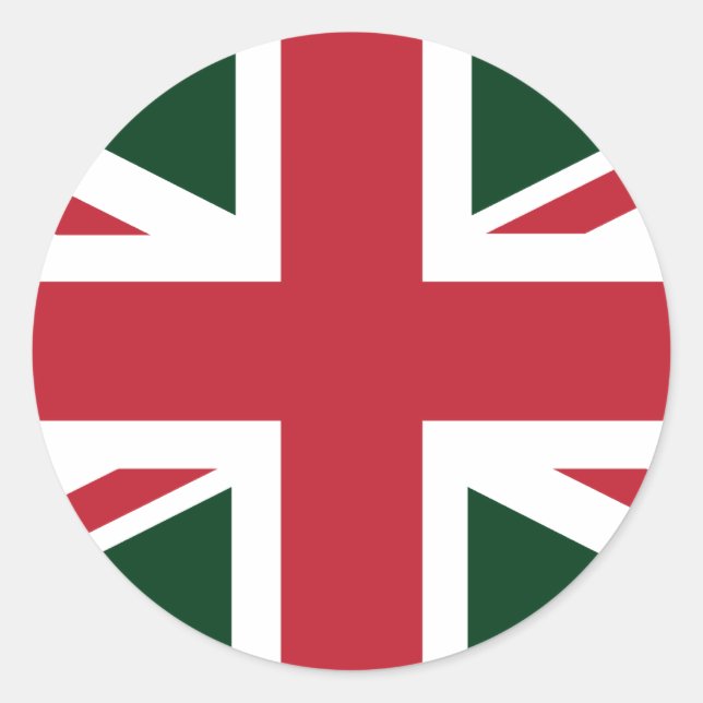 Jack British (UK) Flag cool Dark Green Union Runder Aufkleber (Vorderseite)