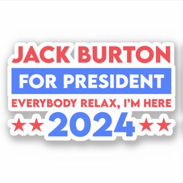 Jack Burton für Präsident 2024 Aufkleber (Vorderseite)