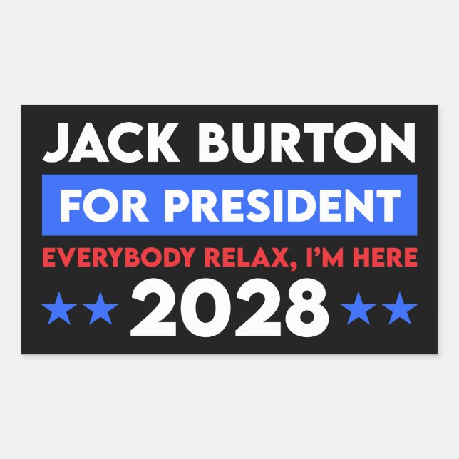 Jack Burton für Präsident 2028 Rechteckiger Aufkleber (Vorderseite)