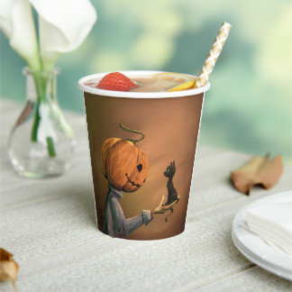 Jack der Kürbiskatze Papiertasse Pappbecher