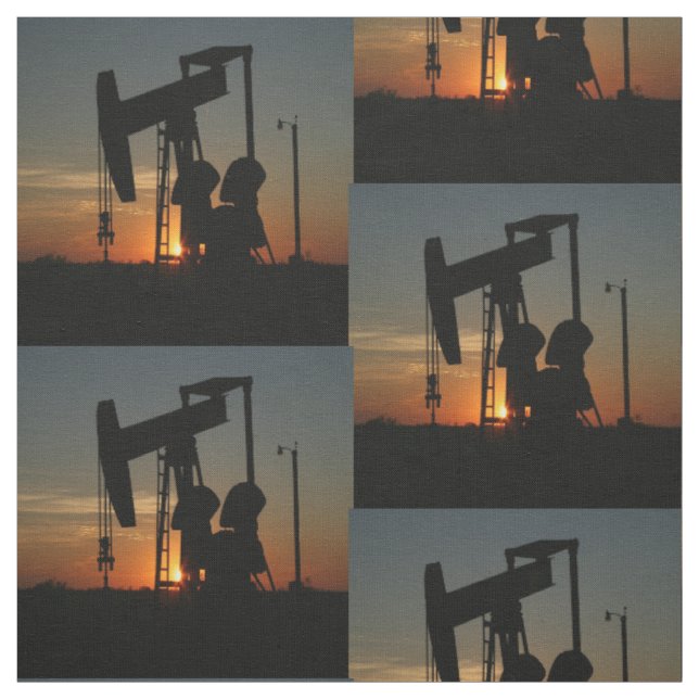 Jack der Ölpumpe bei Sonnenuntergang Stoff (Muster)