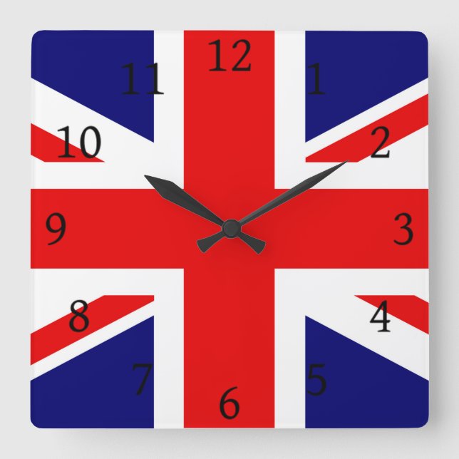 JACK DER UNION - DIE BRITISCHE FLAG QUADRATISCHE WANDUHR (Vorderseite)