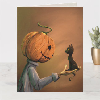 Jack die Kürbiskatze Karte