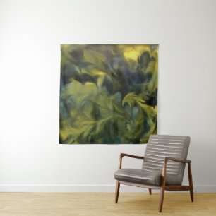 Jack Frost in Blauer Graue und Gelbe Abstrakte Kun Wandteppich