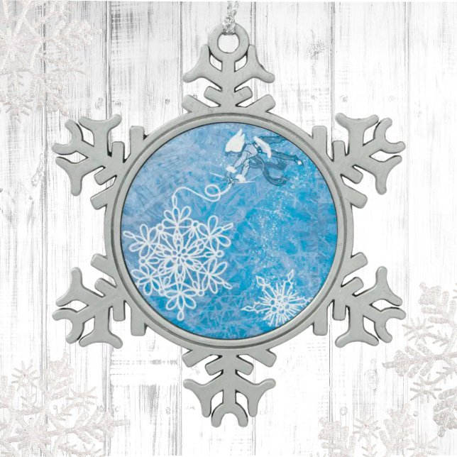 Jack Frost und die Schneeflocke Schneeflocken Zinn-Ornament (Von Creator hochgeladen)