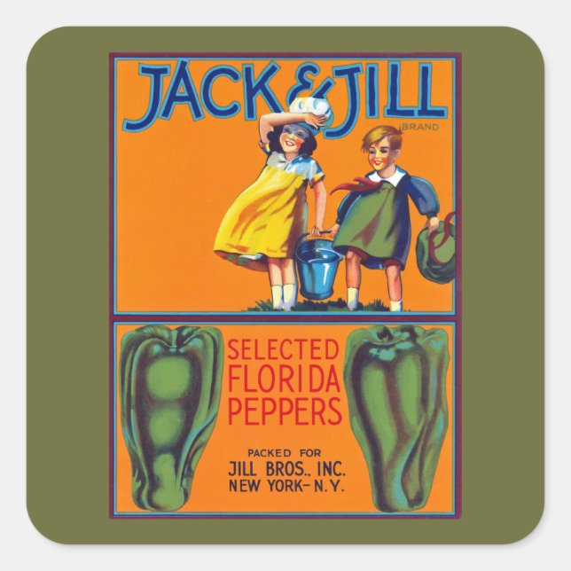 Jack & Jill Florida Paprika Quadratischer Aufkleber (Vorderseite)