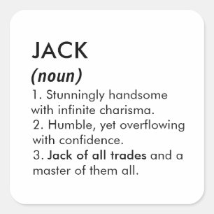 Jack Name, Bearbeitbarer Name, Benutzerdefinierter Quadratischer Aufkleber