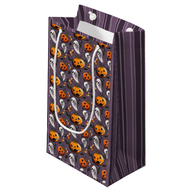 Jack-o-Ghost Lila Kleine Geschenktüte (Vorderseite Schrägansicht)