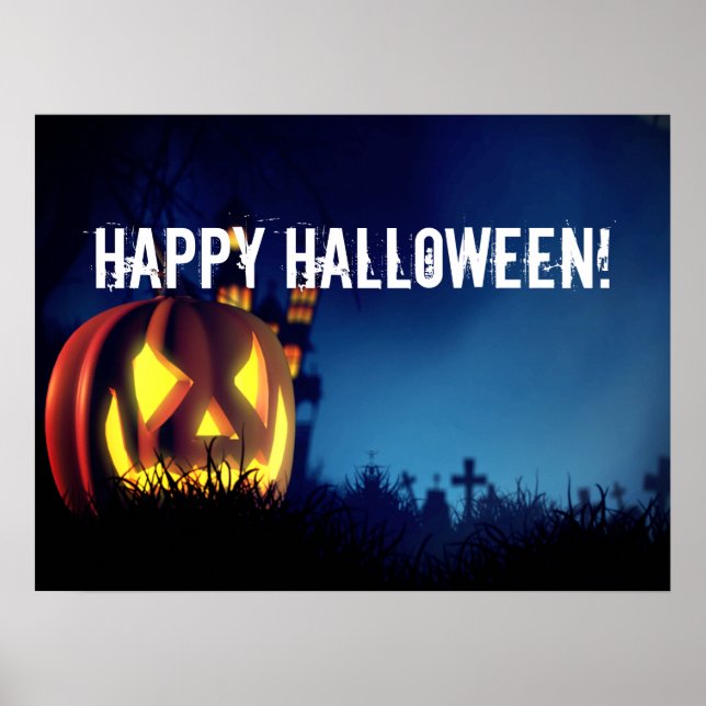 Jack-O-Lantern an Halloween-Nacht Poster (Vorne)