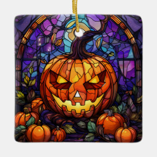 Jack-o'-Lantern aus Hartglas Keramikornament
