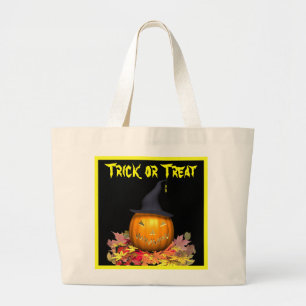 Jack-O-Lantern & Blätter - Jumbo Stoffbeutel
