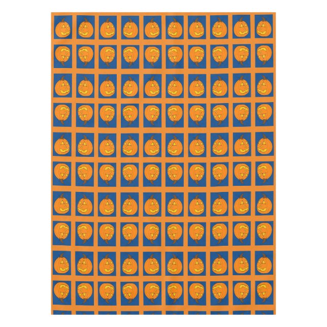 Jack o' Lantern Blue and Orange Tableclout Tischdecke (Vorderseite)