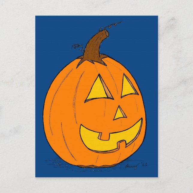 Jack o' Lantern Blue Postcard Postkarte (Vorderseite)