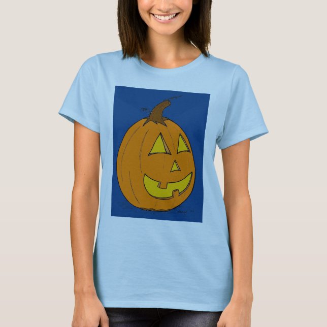 Jack o' Lantern Blue Womens Baby Doll T - Shirt (Vorderseite)