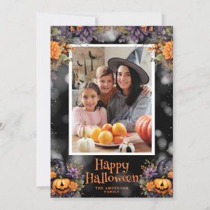 Jack-O'-Lantern Blumenkarte Foto Happy Halloween C Feiertagskarte