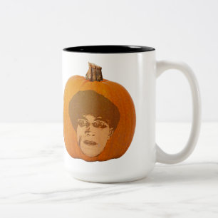 Jack o' Lantern Caligari Face, Halloween Pumpkin Zweifarbige Tasse
